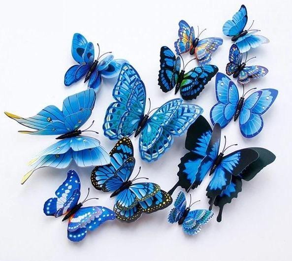 Flutter Flyers  Butterfly Stickers I 1-Dozen 3D Magnetic Stickers