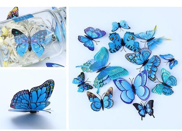 Flutter Flyers  Butterfly Stickers I 1-Dozen 3D Magnetic Stickers