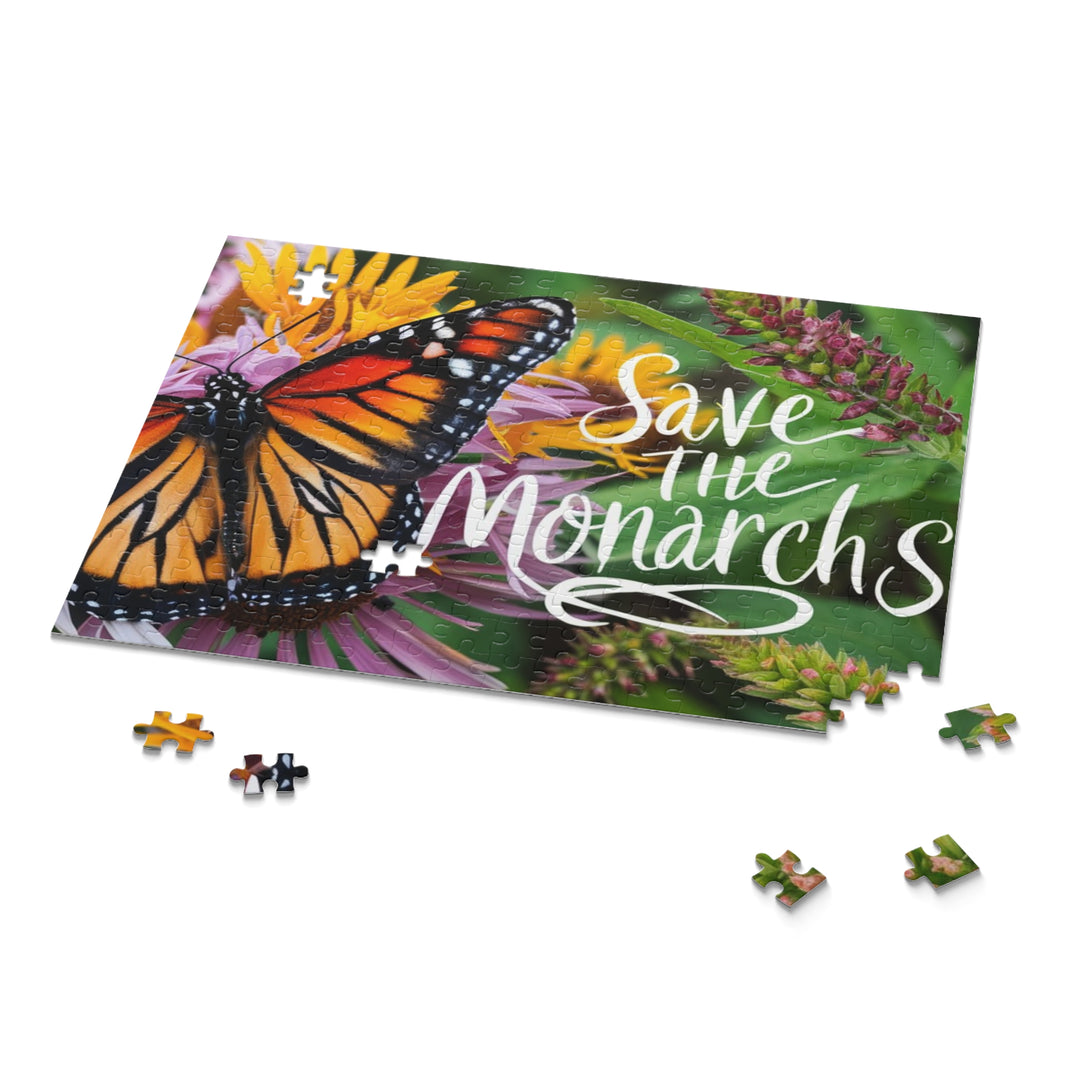 Save the Monarchs Puzzle - Smuk Monark Sommerfugl med Blomster og Milkweed