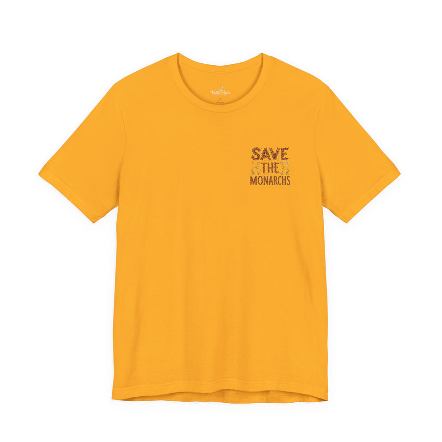 T-shirt med sommerfugleblomster — Guld / S