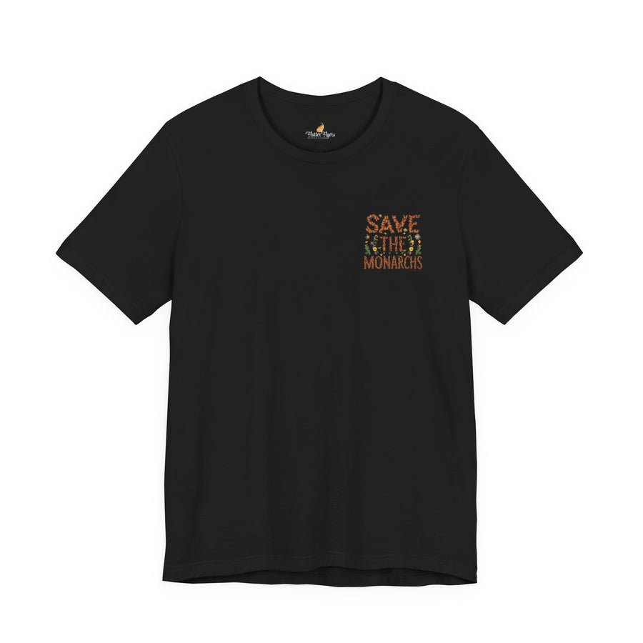 T-shirt med sommerfugleblomster — Sort / S
