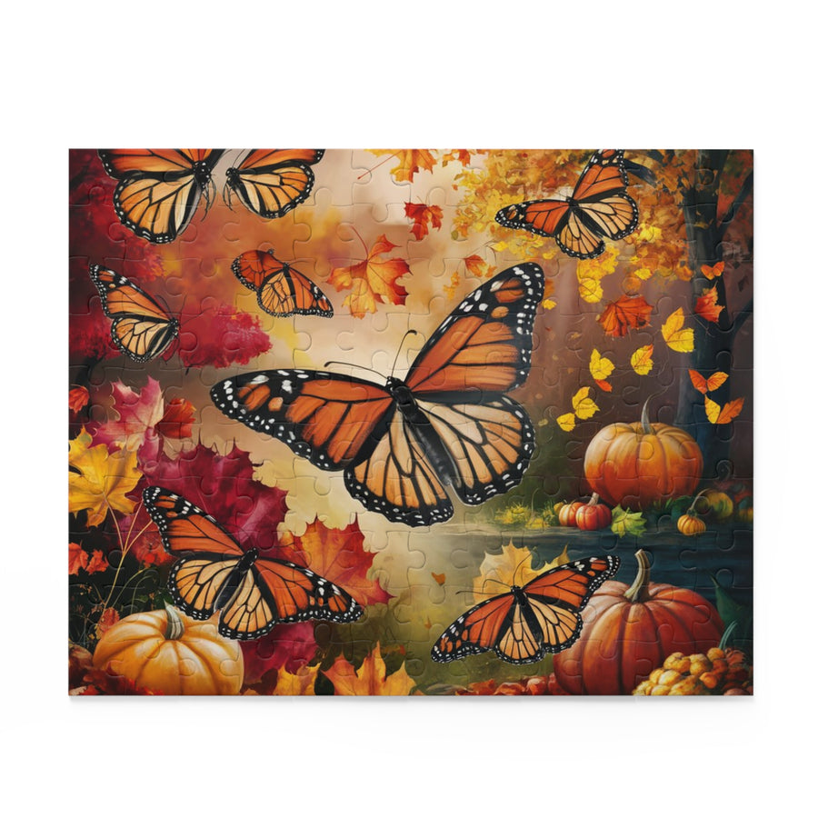Puzzle Monarques d’Automne – Papillons Monarques dans le Feuillage d’Automne — 10" × 8" (120 pcs)