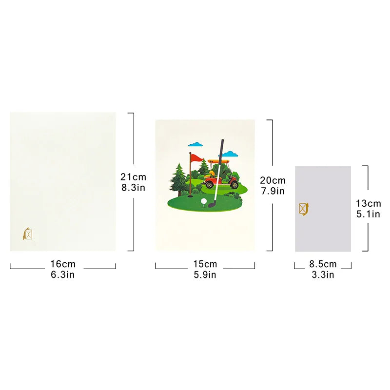 FlutterJoy: Golf Course Pop-Up Card for Dad