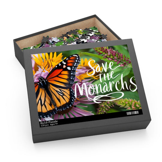 Save the Monarchs Puzzle - Smuk Monark Sommerfugl med Blomster og Milkweed