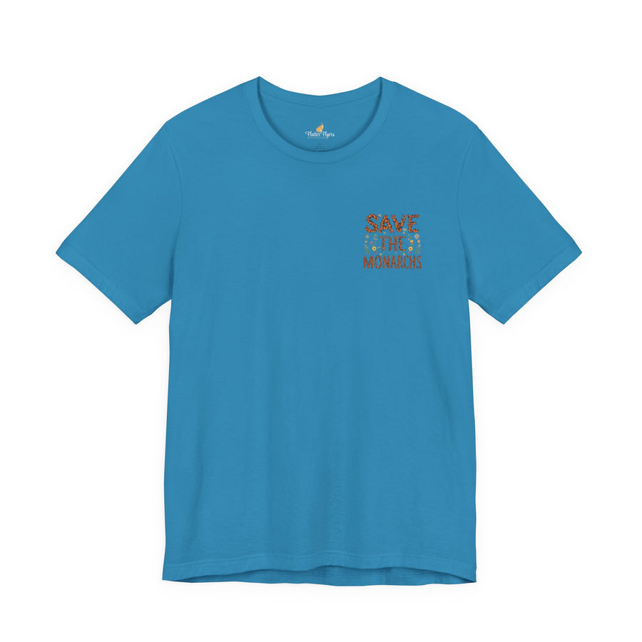 T-shirt med sommerfugleblomster — Aqua / S