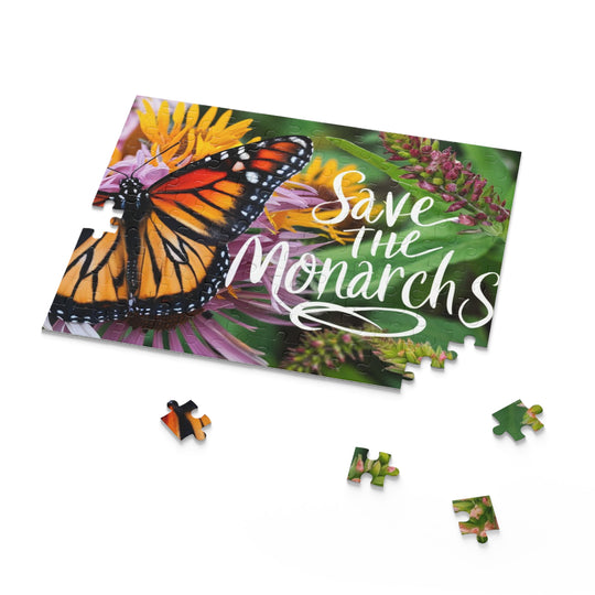 Save the Monarchs Puzzle - Smuk Monark Sommerfugl med Blomster og Milkweed