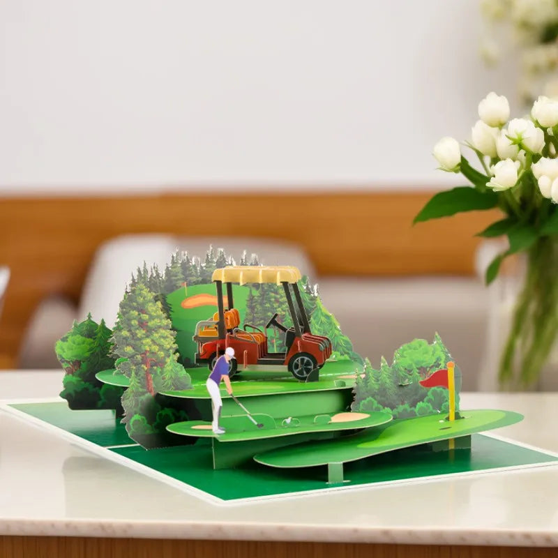 FlutterJoy: Golf Course Pop-Up Card for Dad