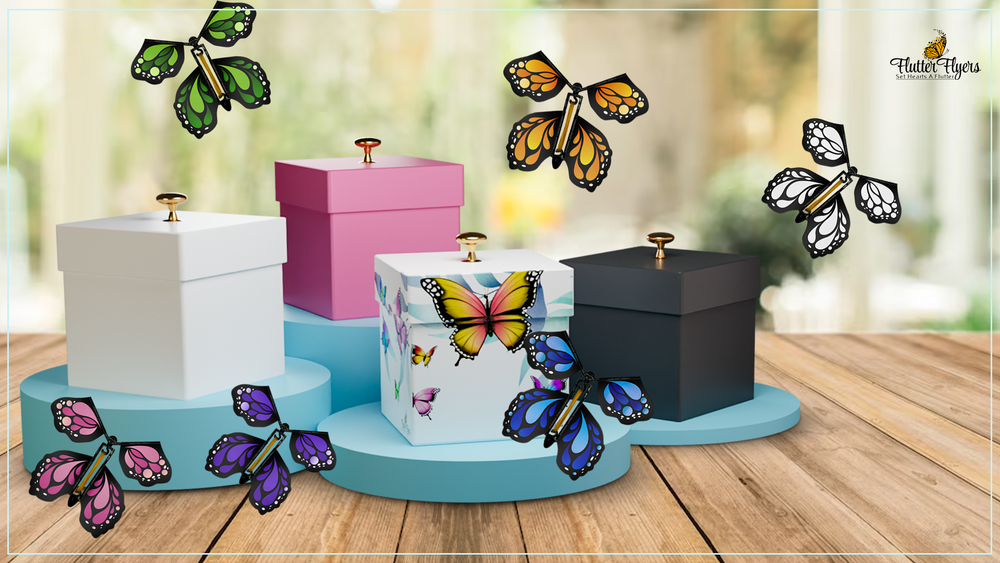 Surprise FlutterBoxes with Flying Greeting card butterflies