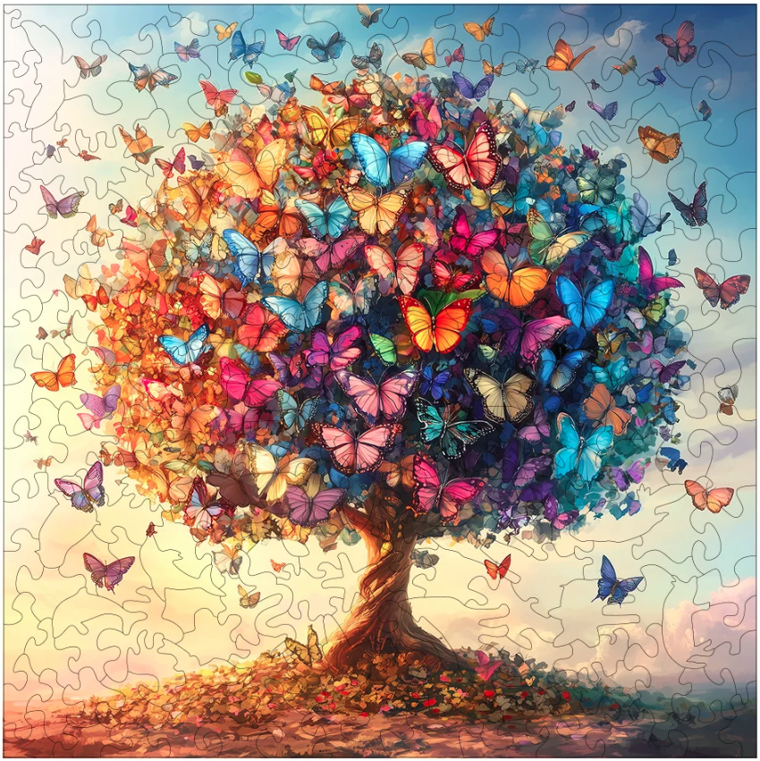 Rainbow Monarch Puslespil — 15 cm × 15 cm (100 stk.)