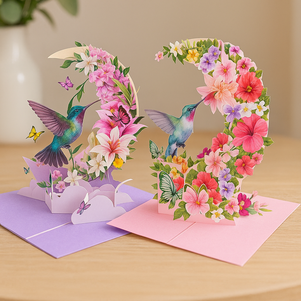 FlutterJoy: Enchanted Hummingbird Pop-Up Cards