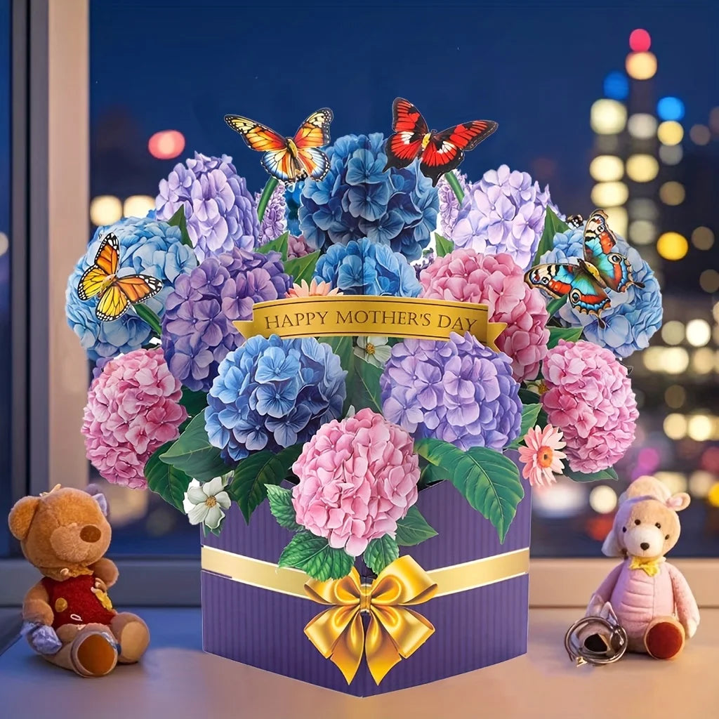 FlutterBloom: Hydrangea Bouquet Card