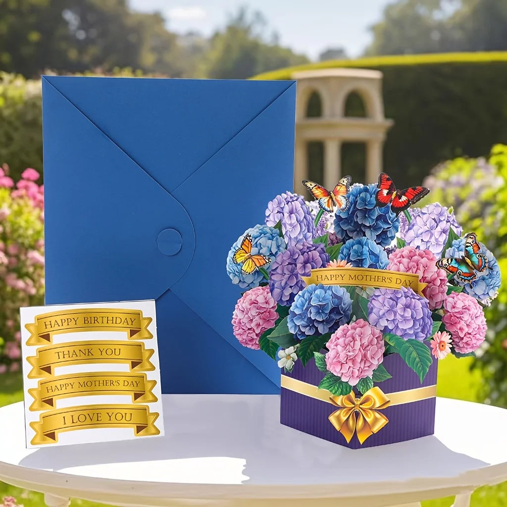 FlutterBloom: Hydrangea Bouquet Card