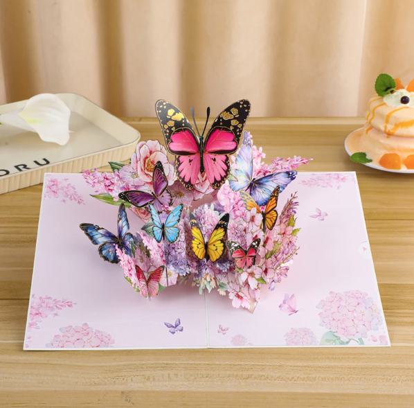 FlutterJoy Card: Butterfly Pop-Up — Pink