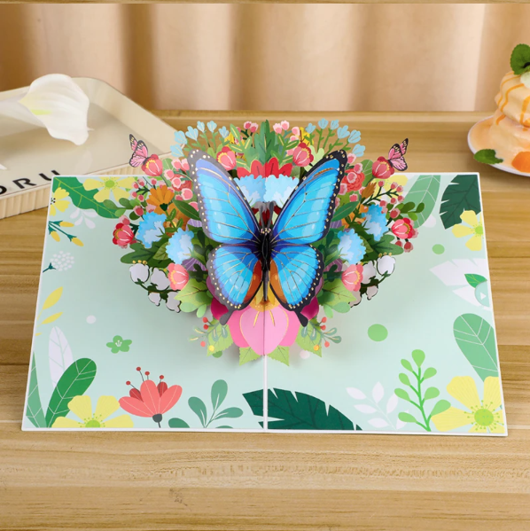 FlutterJoy Card: Butterfly Pop-Up Blue
