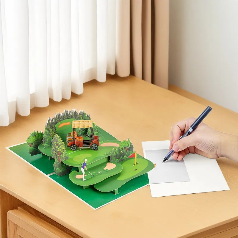 FlutterJoy: Golf Course Pop-Up Card for Dad