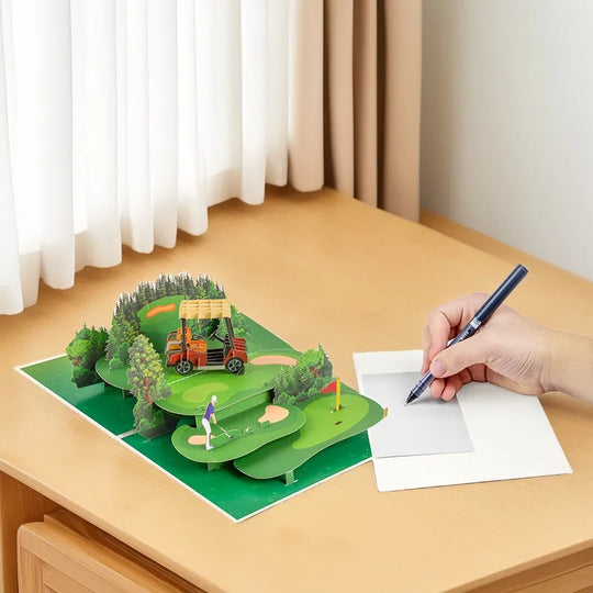 FlutterJoy: Golf Course Pop-Up Card for Dad