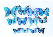 Flutter Flyers  Blue Butterfly Stickers I 1-Dozen 3D Magnetic Stickers
