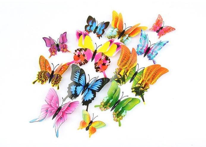 Flutter Flyers  Butterfly Stickers I 1-Dozen 3D Magnetic Stickers