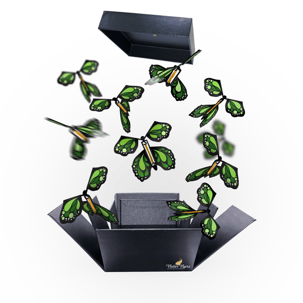 Flutter Flyers Green Monarch Flyers x 5 Black Explosion Butterfly Box with FlutterFlyers