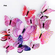 Flutter Flyers  Pink Butterfly Stickers I 1-Dozen 3D Magnetic Stickers