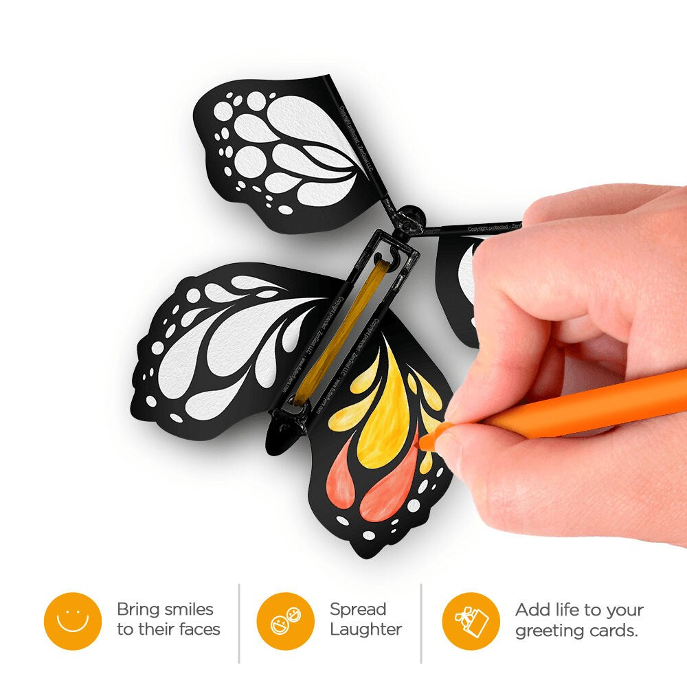 Color Your Own Flying Butterflies, Butterfly Craft for Kids, Wind Up Flying Toy, DIY Coloring Activity, Greeting Card Surprise