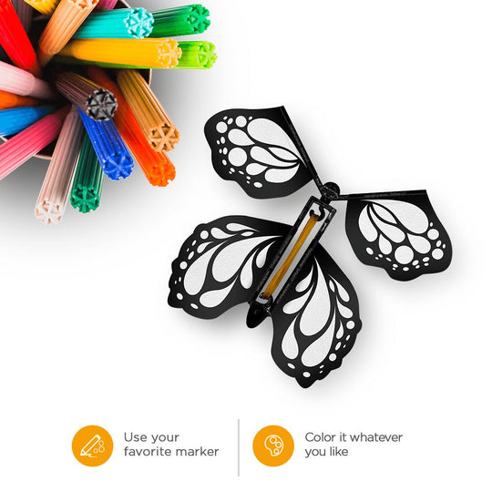 Color Your Own Flying Butterflies, Butterfly Craft for Kids, Wind Up Flying Toy, DIY Coloring Activity, Greeting Card Surprise