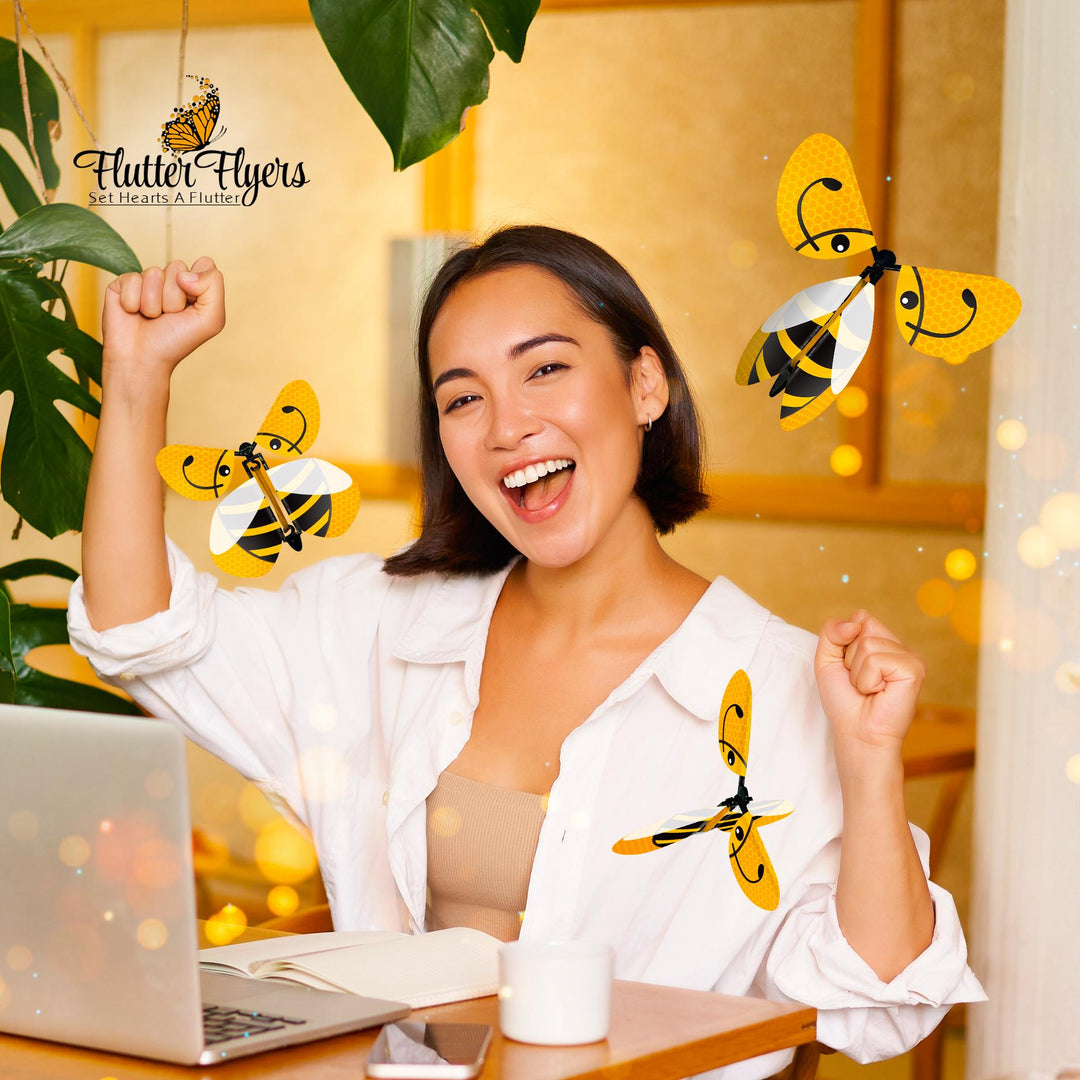 Flying Wind-Up Bees, Greeting Card Surprise, Bee Lover Gift, Funny Flying Bee Toy, Birthday Card Insert, Unique Gift for Kids &amp; Adults