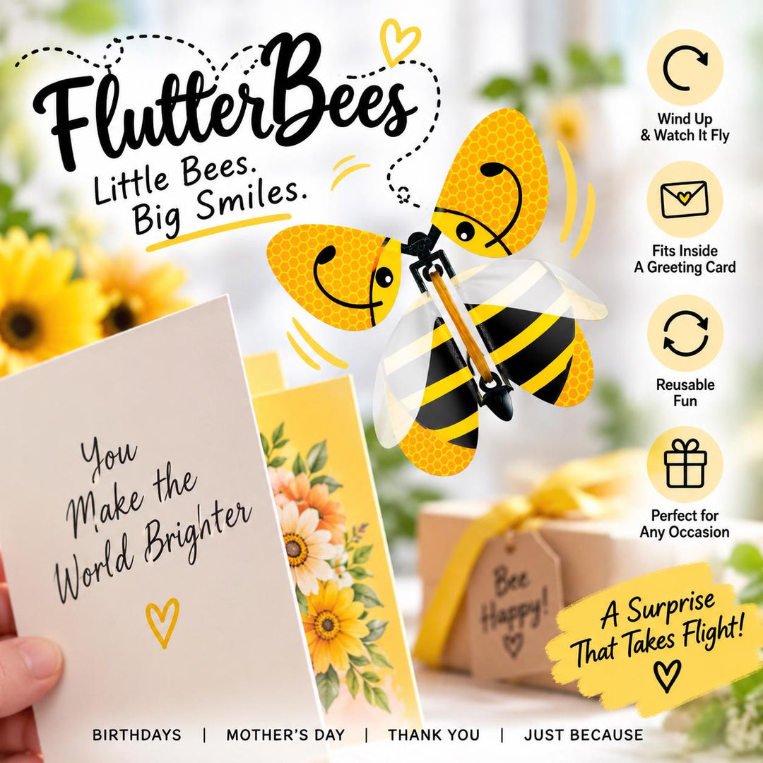 Flying Wind-Up Bees, Greeting Card Surprise, Bee Lover Gift, Funny Flying Bee Toy, Birthday Card Insert, Unique Gift for Kids &amp; Adults