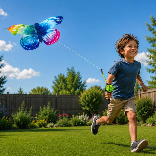 Butterfly Kite for Kids, No Wind Needed, Kid Powered Flying Butterfly Toy, Indoor Outdoor Kite, Birthday Gift for Kids