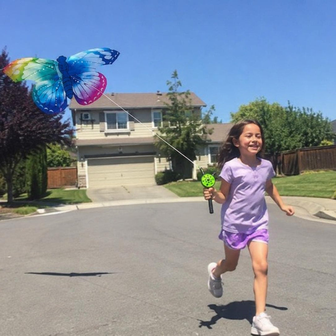 Butterfly Kite for Kids, No Wind Needed, Kid Powered Flying Butterfly Toy, Indoor Outdoor Kite, Birthday Gift for Kids