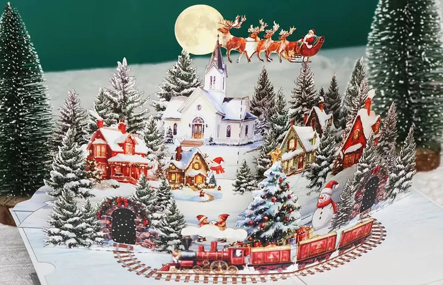 FlutterJolly : Cartes pop-up Noël vintage — Village de Noël