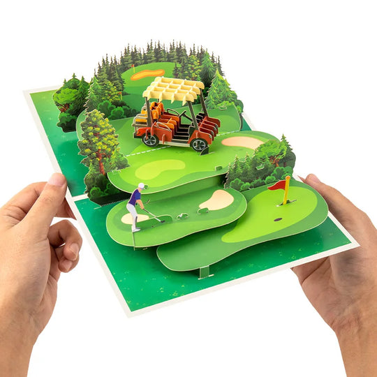 FlutterJoy: Golf Course Pop-Up Card for Dad