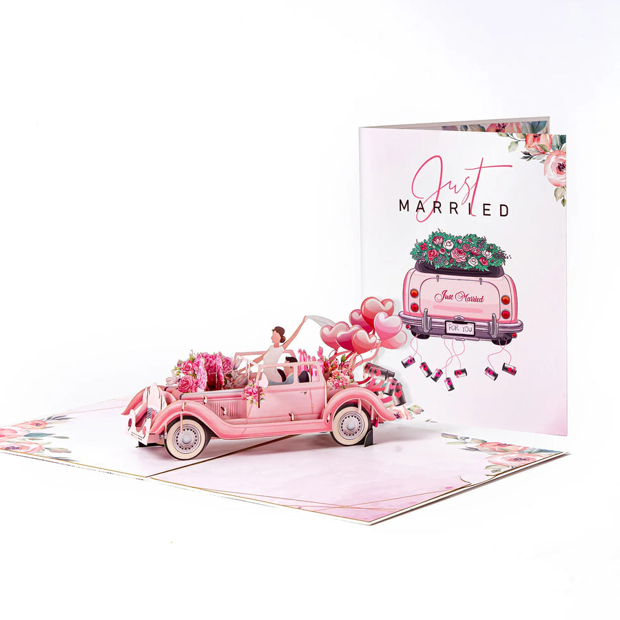FlutterJoy: Just Married Pop-Up Cards — Blush Getaway