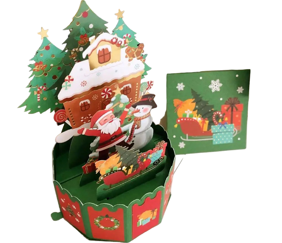 Cartes pop-up de Noël FlutterJolly — La balade en traîneau du Père Noël