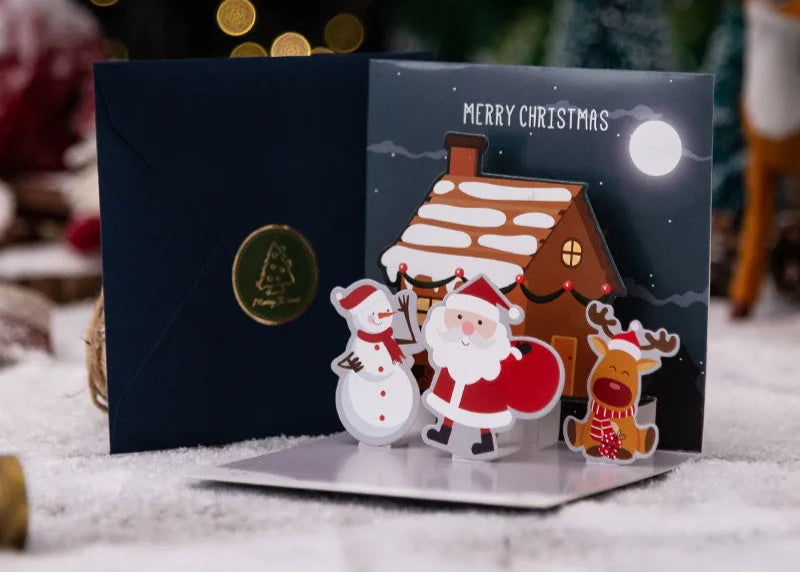 FlutterJolly: Snowman Pop-Up Cards Santa’s Cozy Cabin